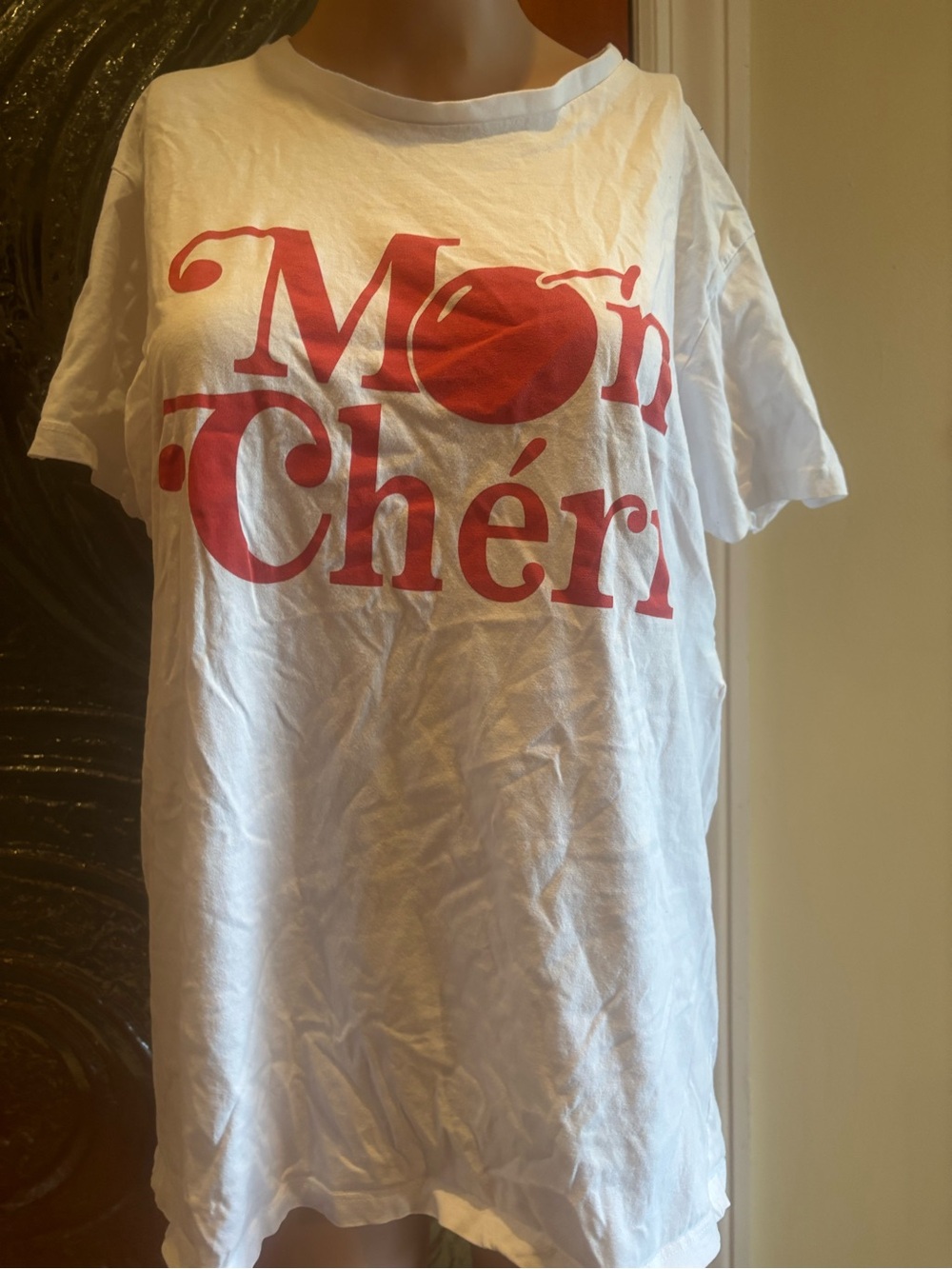 Eleven Paris White Tee with Red "Mon Chéri" Print